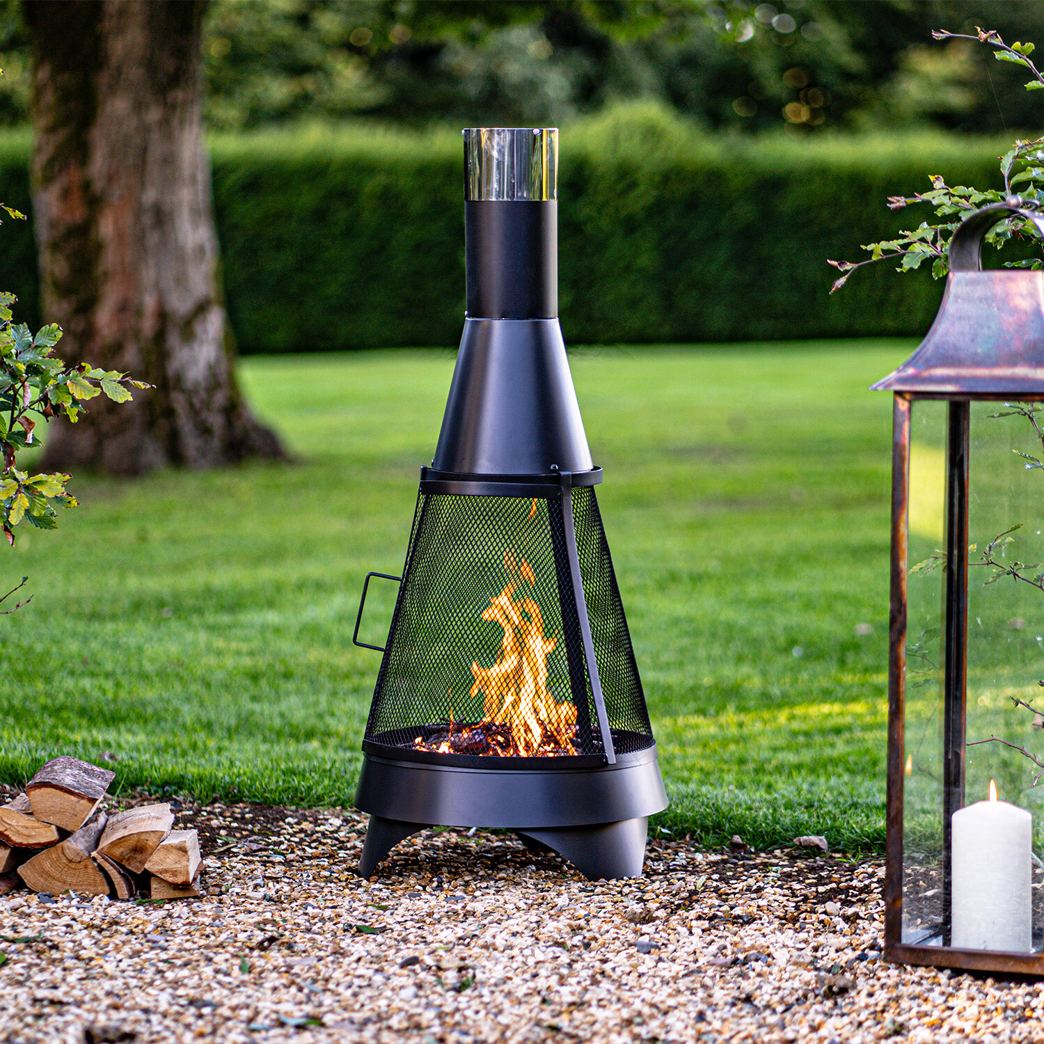 Contemporary 360 Mesh Chimenea - Black Image 3