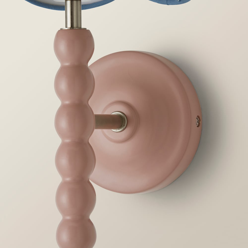 ValueLights Blue Trim Scallop Shade Pink Bobbin LED Wall Light with Bulb 2 Pack Image 6