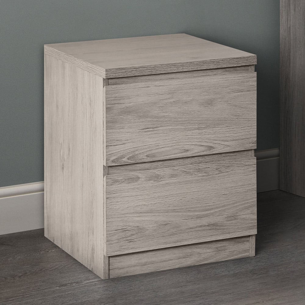 Julian Bowen Jupiter 2 Drawer Grey Oak Bedside Image 7