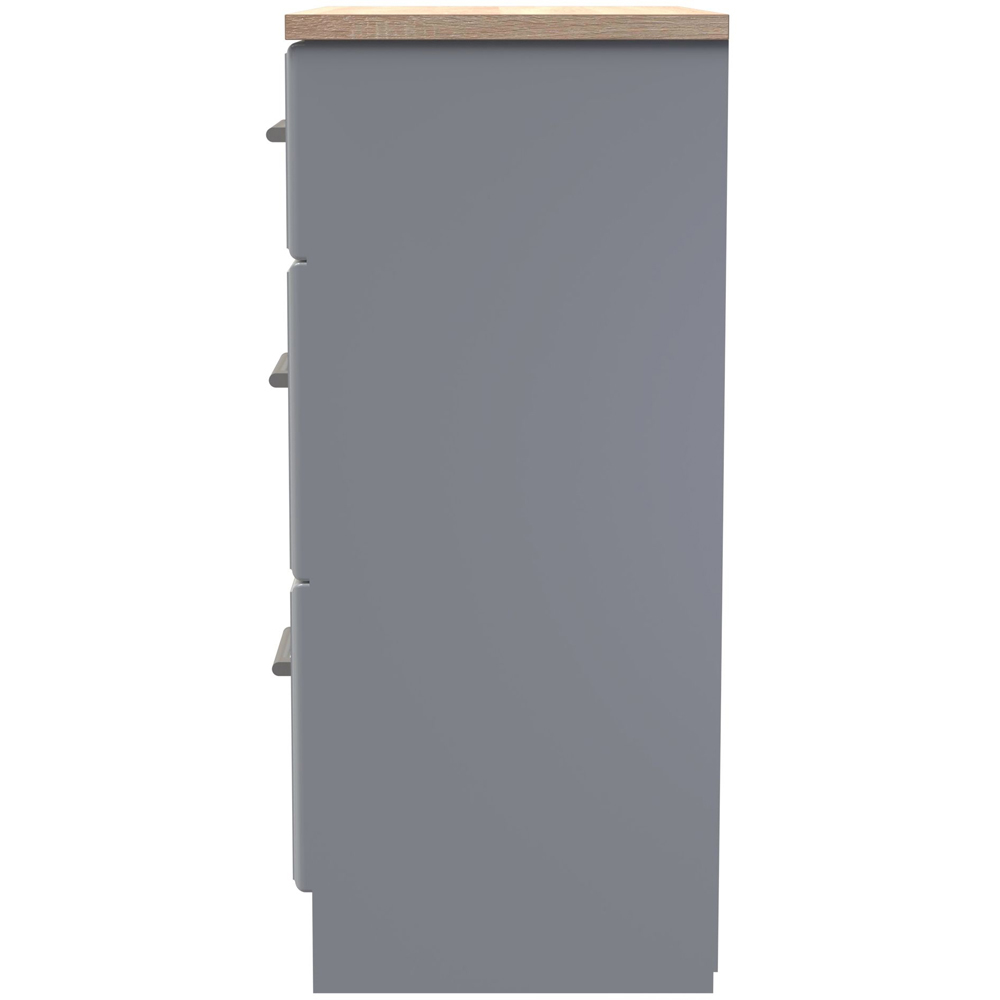Crowndale Kent 3 Drawer Dusk Grey and Bardolino Oak Deep Chest of Drawers Ready Assembled Image 3