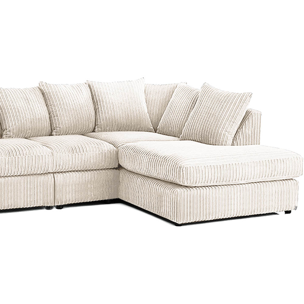 Luxor 4 Seater Cream Jumbo Cord Right Hand Facing Scatter Back L Shaped Corner Sofa Set Image 3