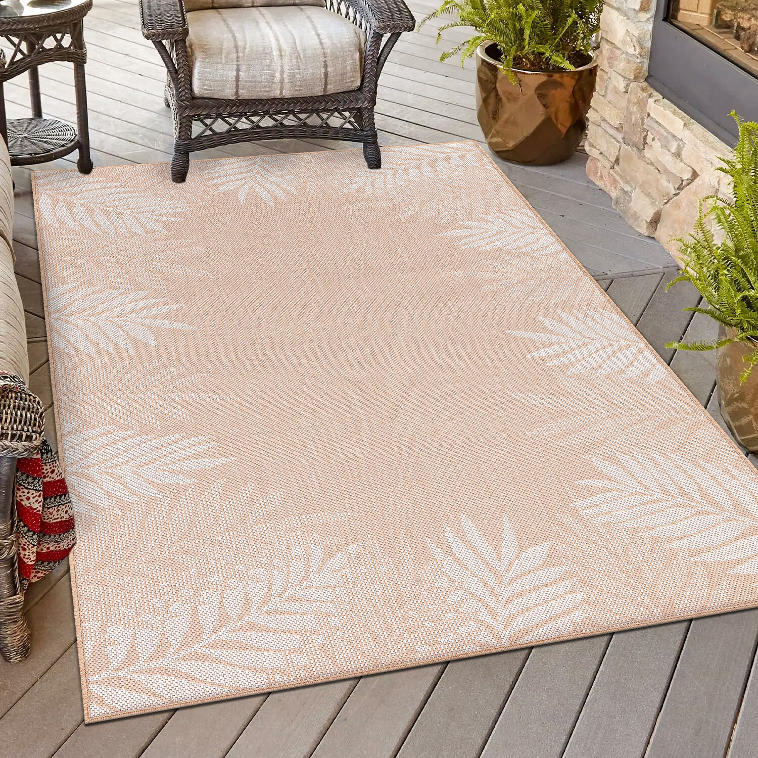 Louisiana Fern Indoor Outdoor Rug  - Terracotta / 120cm Image 2