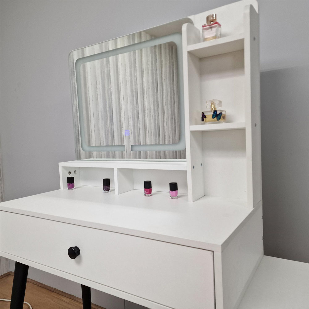 Kosy Koala 4 Drawer White LED Mirror Dressing Table with Stool Image 2