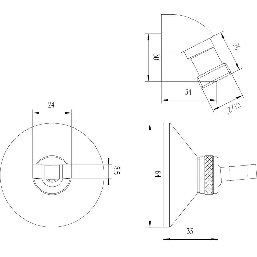 nuie Chrome Round Wall Bracket and Elbow Set Image 2