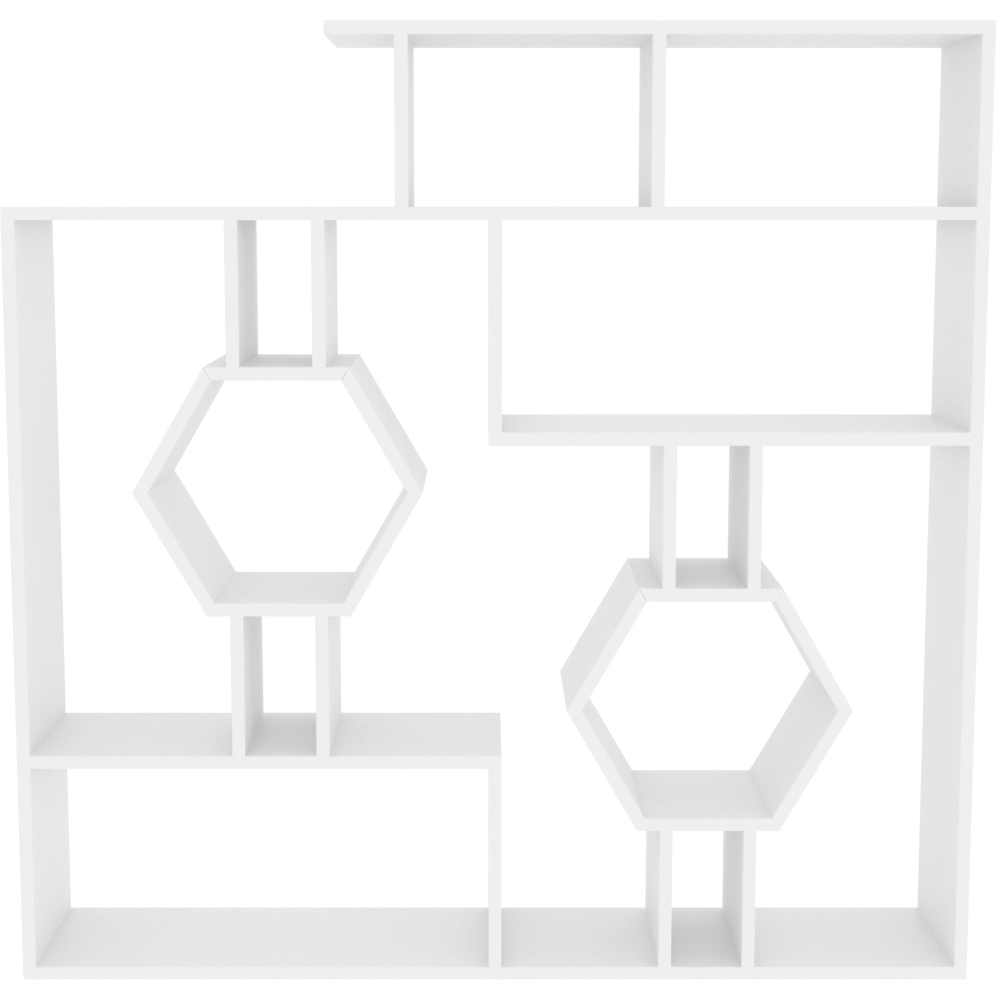 Decorotika Tamara White Geometric Unique Bookshelf Image 2