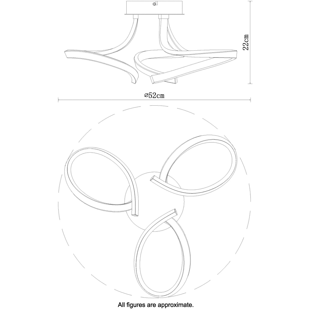 Cosylyte Moss 3 Light Copper Curved LED Ceiling Light Image 6