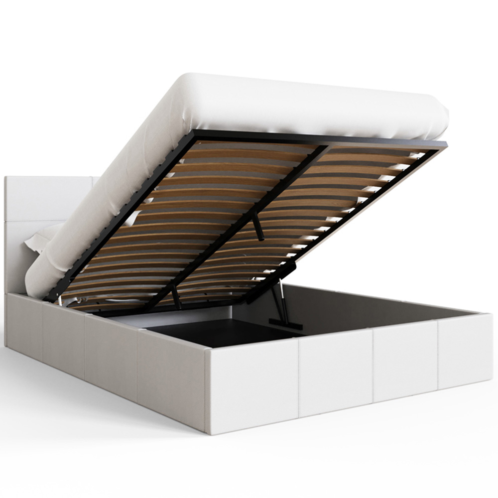 GFW Small Double White Faux Leather End Lift Ottoman Bed with Bonnell Mattress Image 5