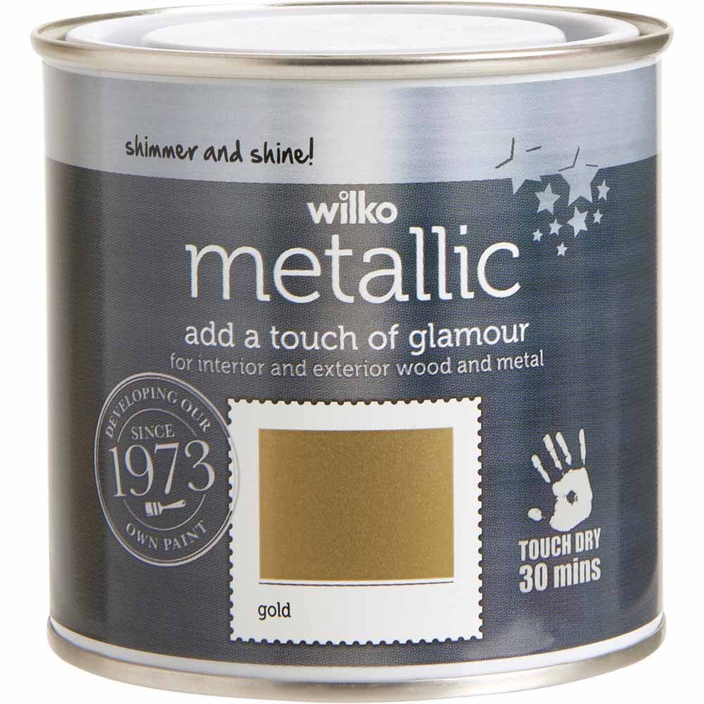 Wilko Wood & Metal Gold Metallic Paint 250ml Image 2