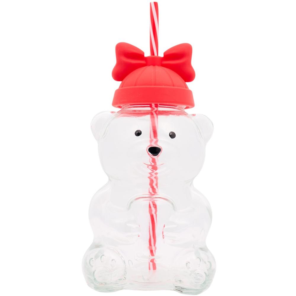 Bear Drinking Jar with Silicone Lid and Straw Image 6