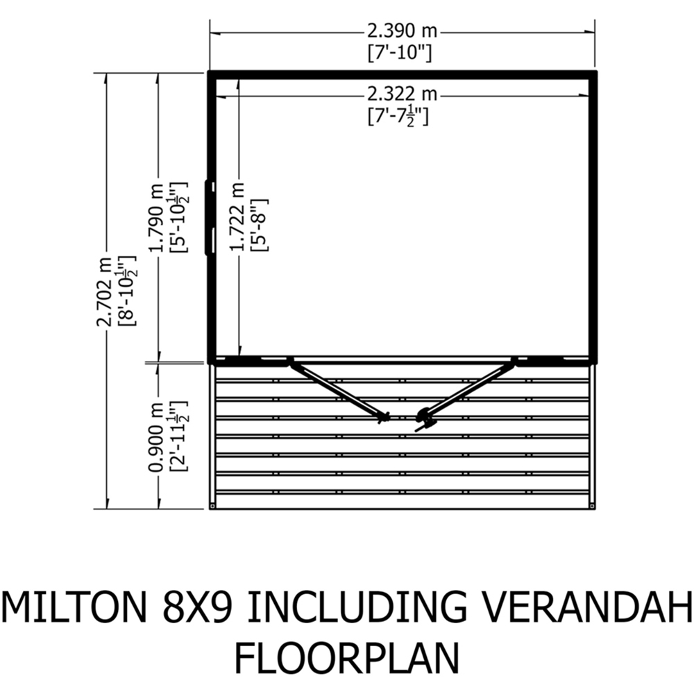 Shire Milton 8 x 9ft Double Door Shiplap Apex Summerhouse Image 3