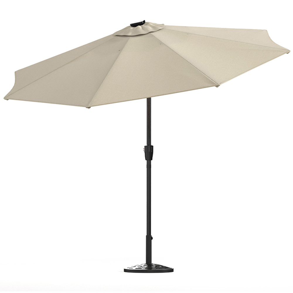 Living and Home Beige Solar LED Crank and Tilt Parasol with Resin Floral Base 3m Image 3