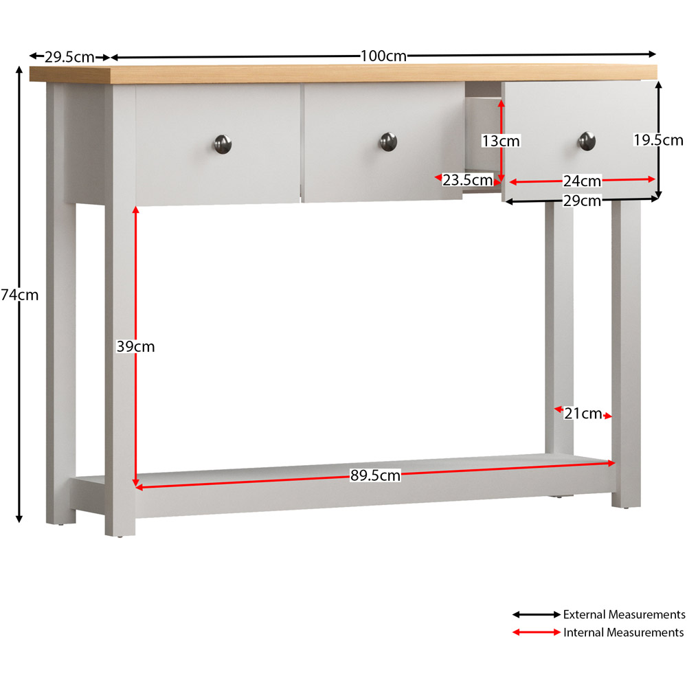 Vida Designs Arlington 3 Drawer White and Oak Console Table Image 7