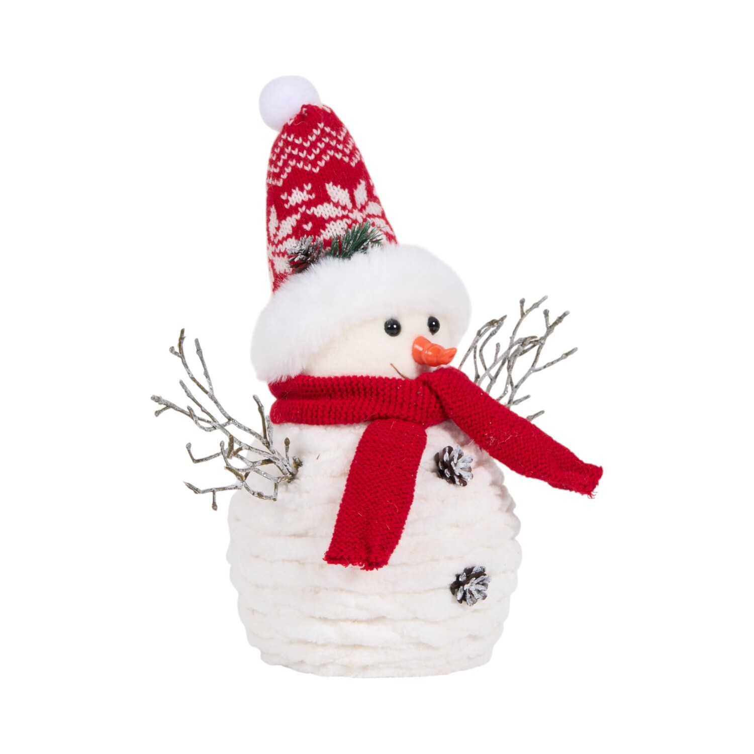 Festive Snowman Standing Decoration White and Red Image 2