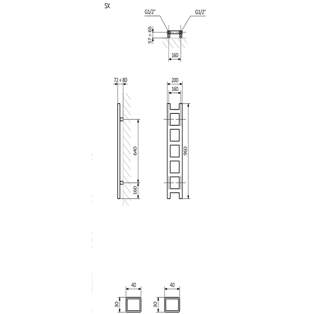 Terma Easy 638 BTU Matt Black Electric Heated Towel Rail 960 x 200mm Image 9