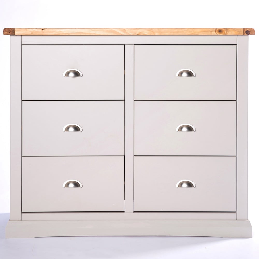 Cabinet Bits Loreo 6 Drawer Grey Chrome Cup Handle Chest of Drawers Image 2