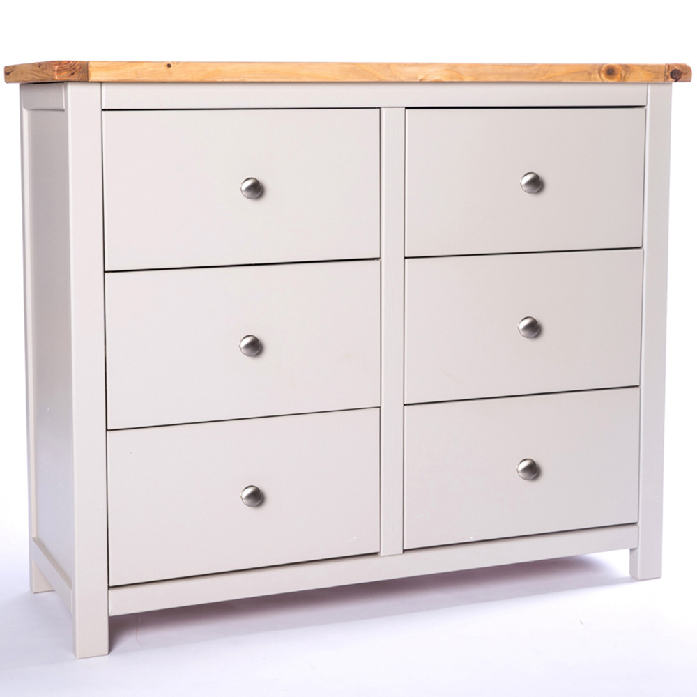 Cabinet Bits Argenta 6 Drawer Grey Chrome Knob Chest of Drawers Image 3