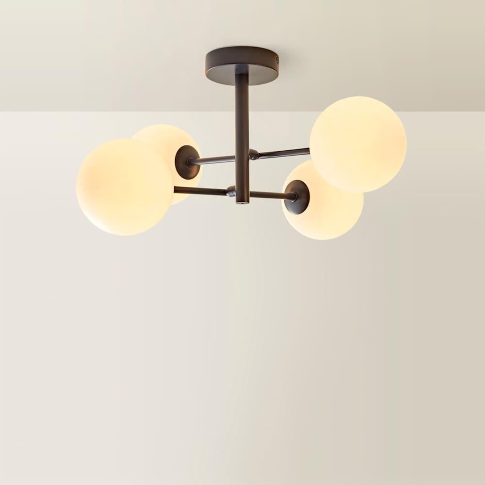 ValueLights Darla 4 Way Navy Frosted Globe Ceiling Light and Bulbs Image 3