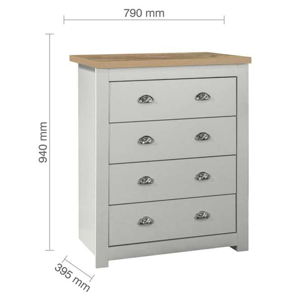 Highgate 4 Drawer Grey and Oak Chest of Drawers Image 7