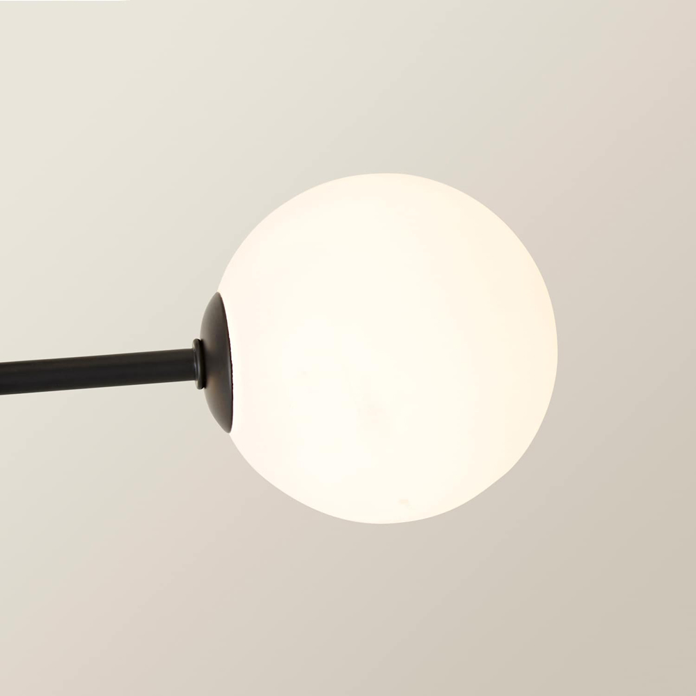 ValueLights Marlow 3 Arm Globe Matte Black LED Semi-Flush Ceiling Light with Bulb Image 3