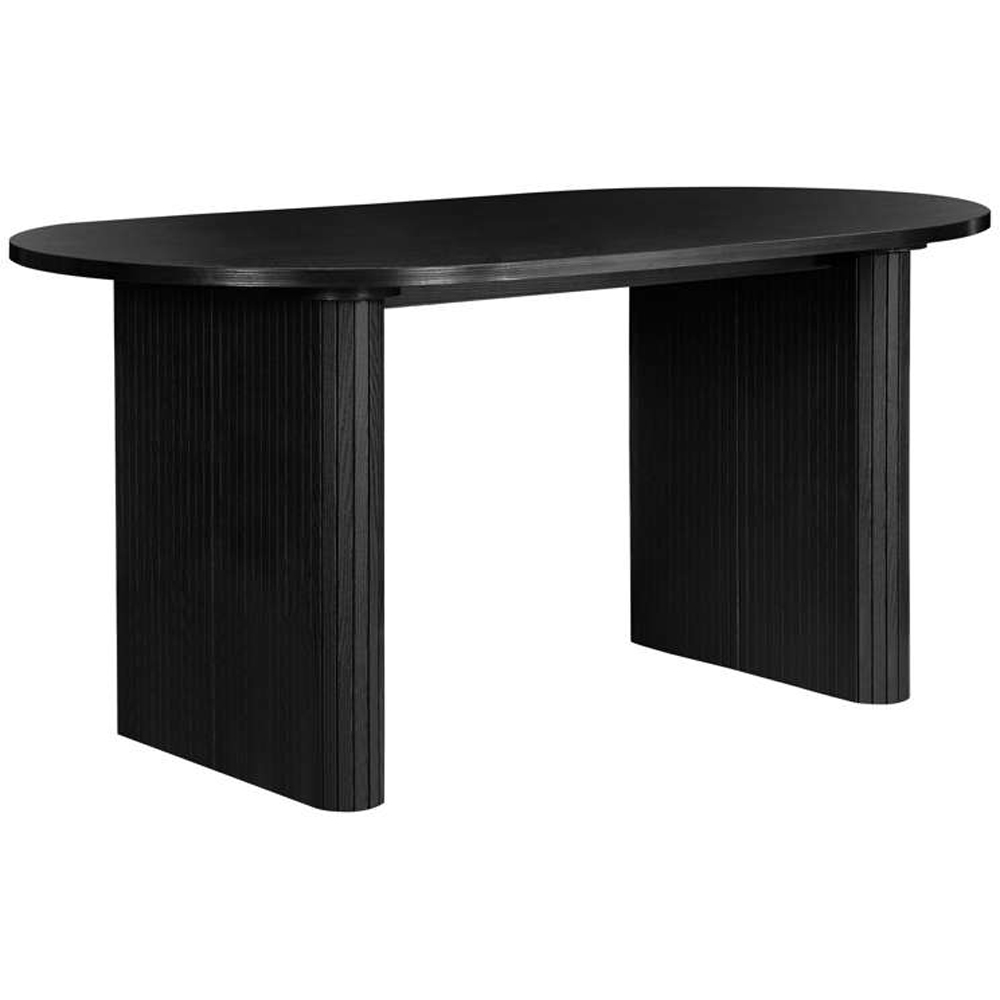 Birlea Axel 4 Seater Oval Fluted Dining Bench Set Black and Grey Image 3