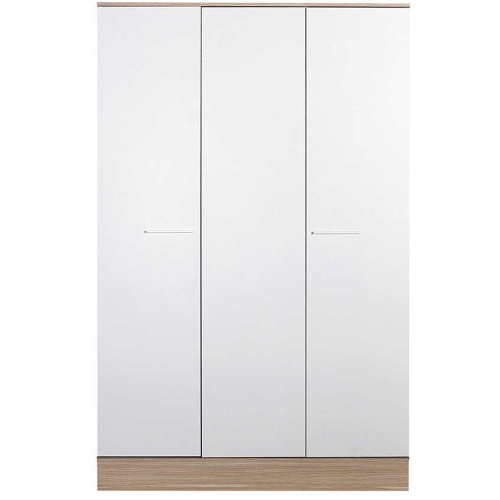 FWStyle 3 Door Single Drawer White Triple Wardrobe Image 3
