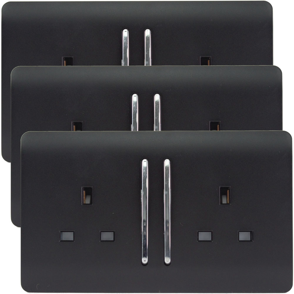 C-Line CBE 13amp Mains 230v Hookup Socket - Matt Black - For Campervan & Motorhome