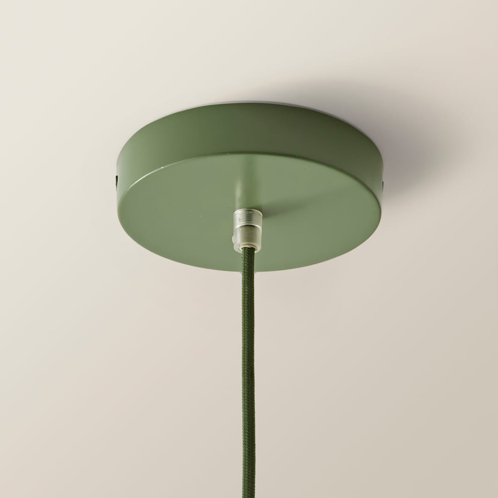 ValueLights Parker Green and Walnut Pendant Light and Bulb Image 5