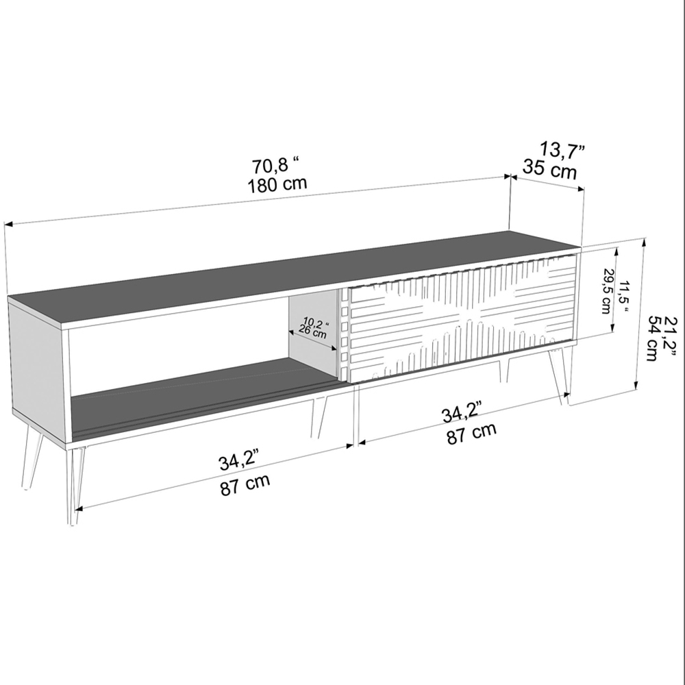 Decorotika Riso 2 Sliding Door Walnut and White TV Unit Image 7