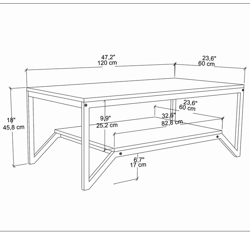Decorotika Flora Single Shelf Black Marble Effect and Black Modern Coffee Table Image 6