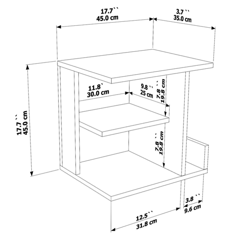 Decorotika Karamira 3 Shelf White Bedside Table Image 7