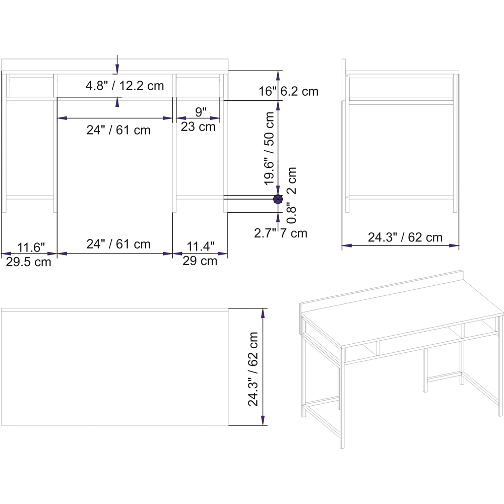 Decorotika Tumata 3 Shelf Study Desk White Marble and Gold Image 6