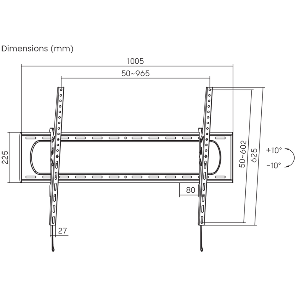 Properav Black Ultra Slim TV Wall Bracket 60 to 120 inch Image 6