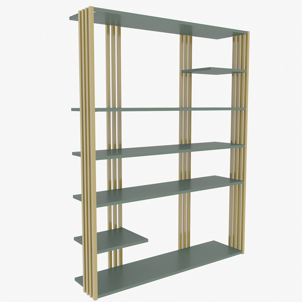 Decorotika Jeni 6 Shelf Green and Gold Bookcase Image 2