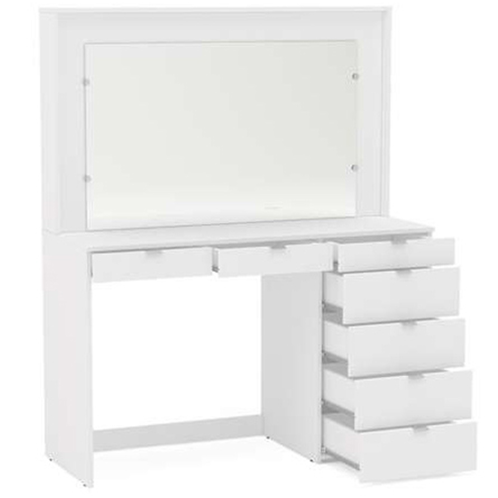 Chloe 7 Drawer White Dressing Table with Mirror Image 4