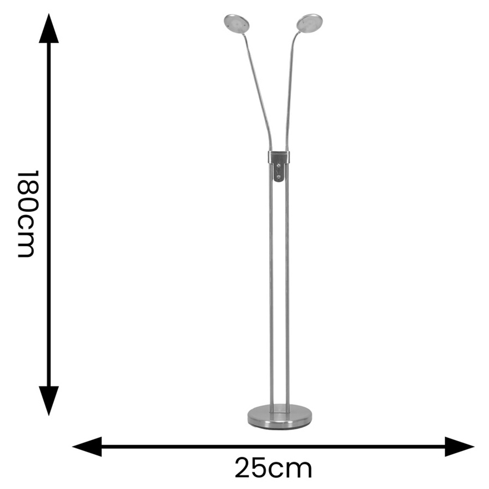 ValueLights Beata 2 Way Brushed Silver Dimmable LED Floor Lamp Image 7