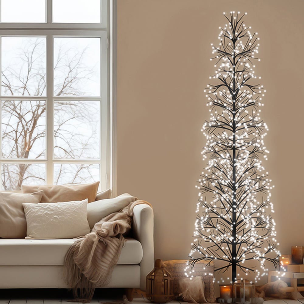 Xmas Haus 2000 Warm White Micro LED Black Firework Tree 5ft Image 4