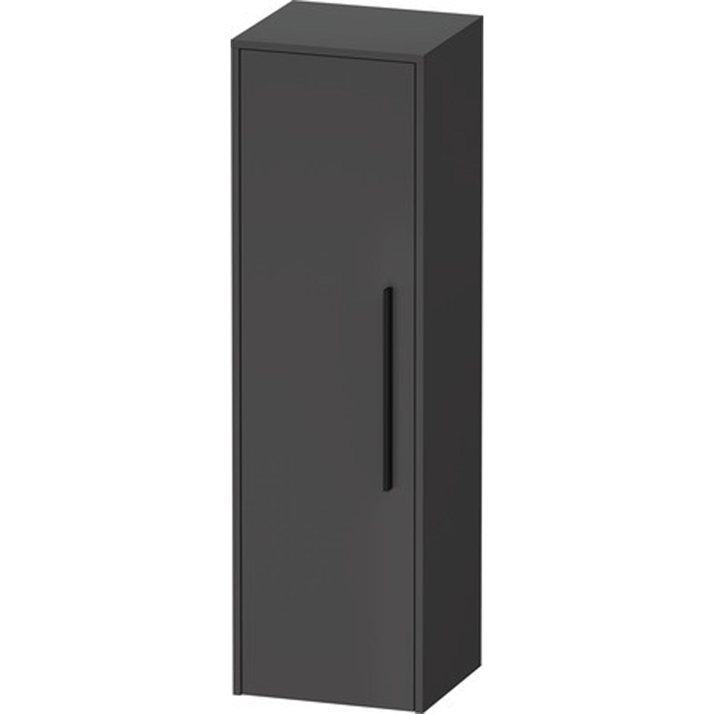 Duravit D-Code Single Left Door Matt Graphite Semi-Tall Cabinet with Black Handle 1320 x 400mm Image 2