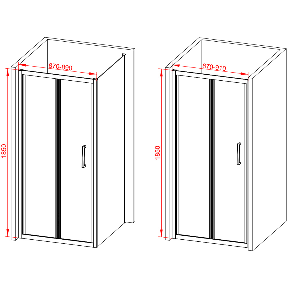 Bathstore Atlantis Black Toughened Safety Glass Bi-Fold Door 900mm Image 5