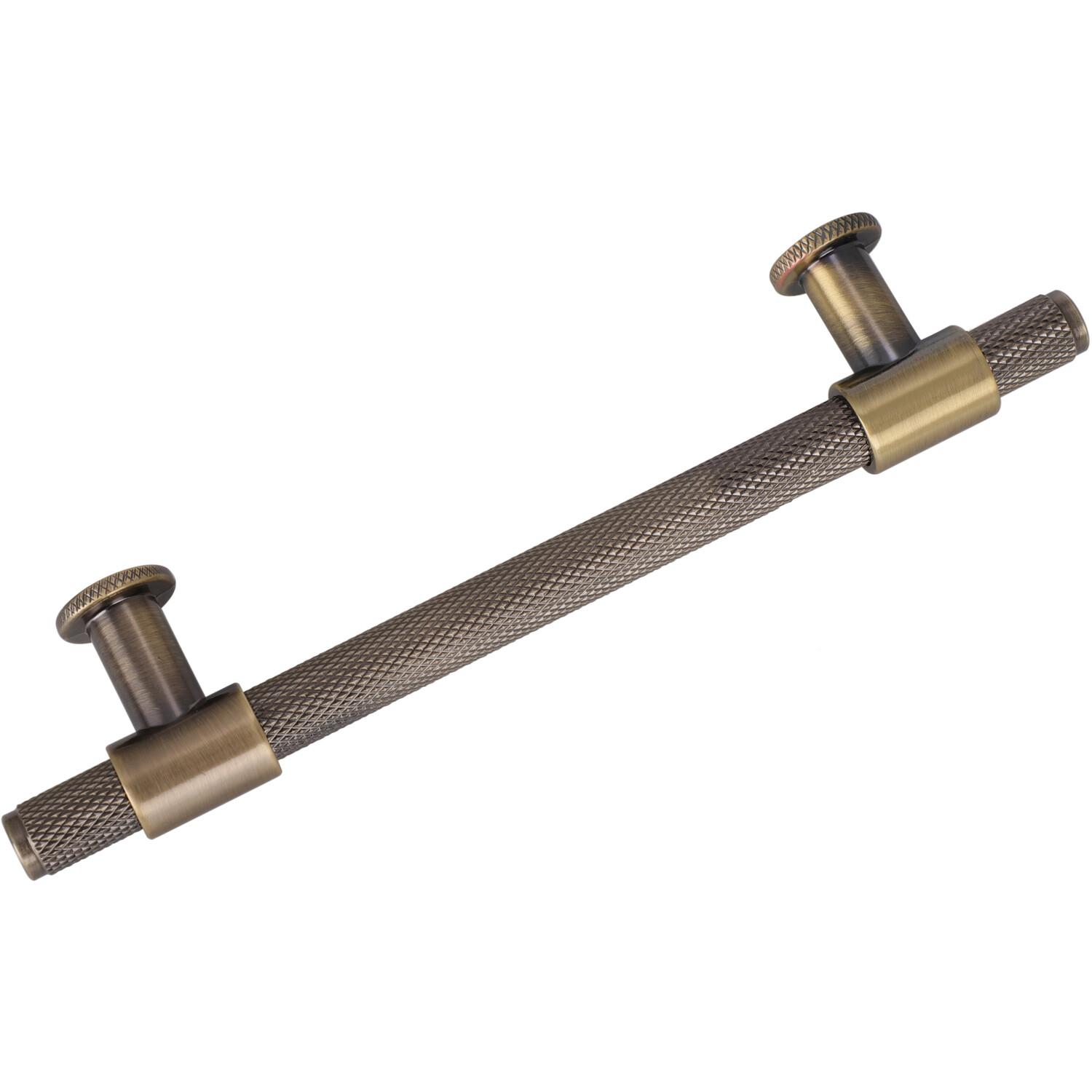 Pack of 2 Fulham Knurl T Bar Cabinet Handles Antique Brass 128 mm Image 2