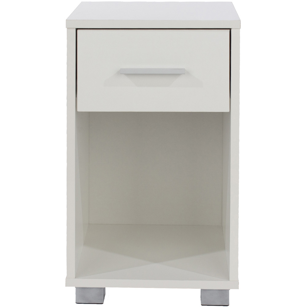 Lido Single Drawer White High Gloss Bedside Table Image 2