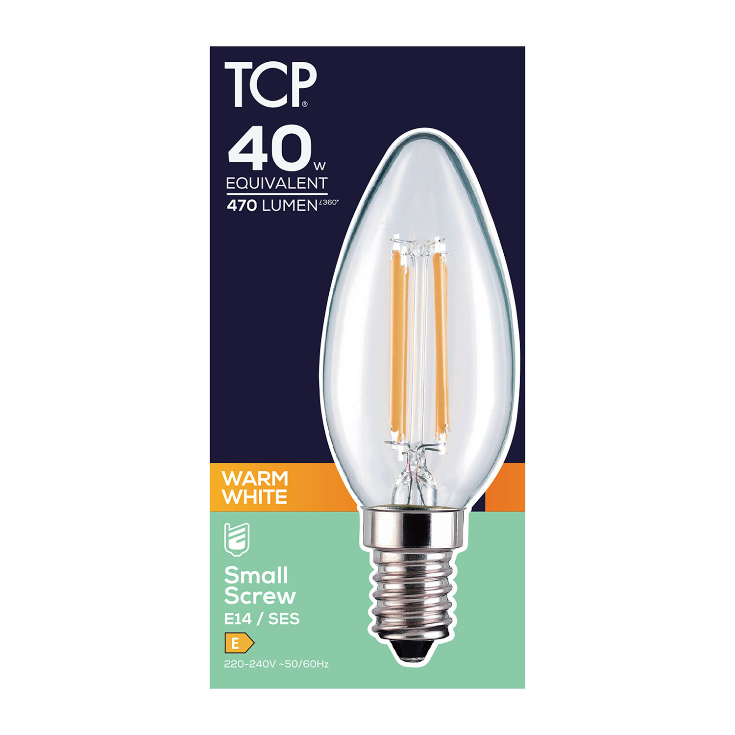 TCP Filament Candle 470L E14 Warm White Bulb - Warm White Image 2