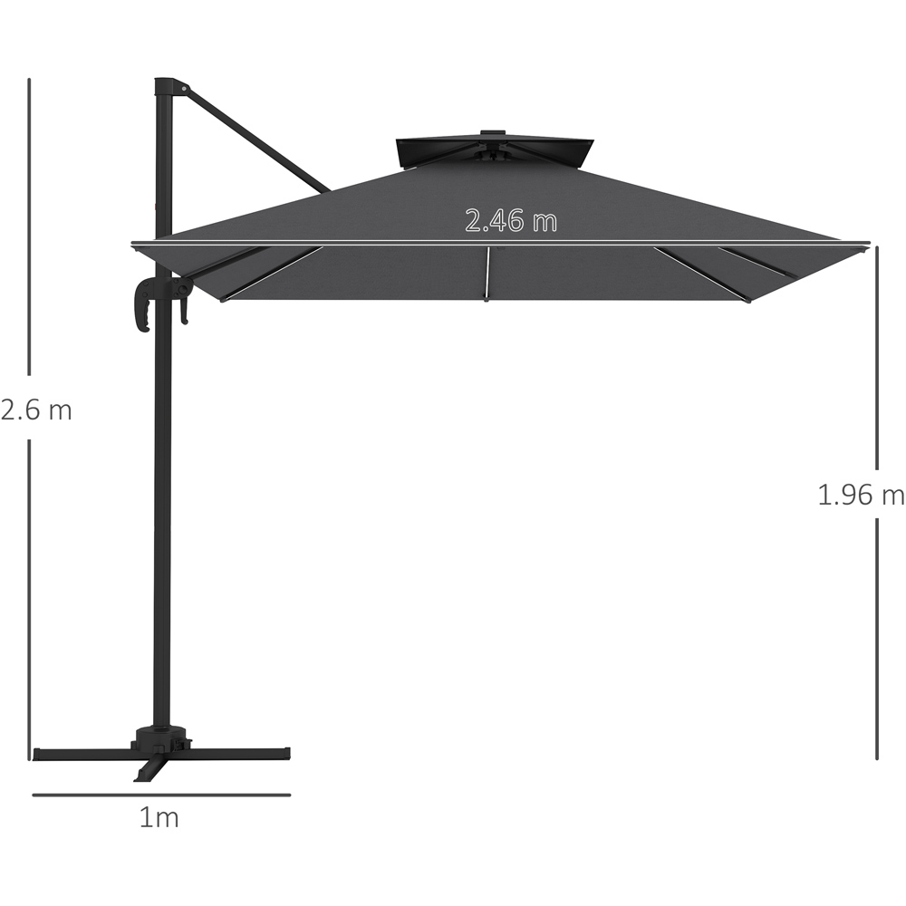 Outsunny 2 Tier Dark Grey Solar LED Cantilever Parasol 2.5m Image 9