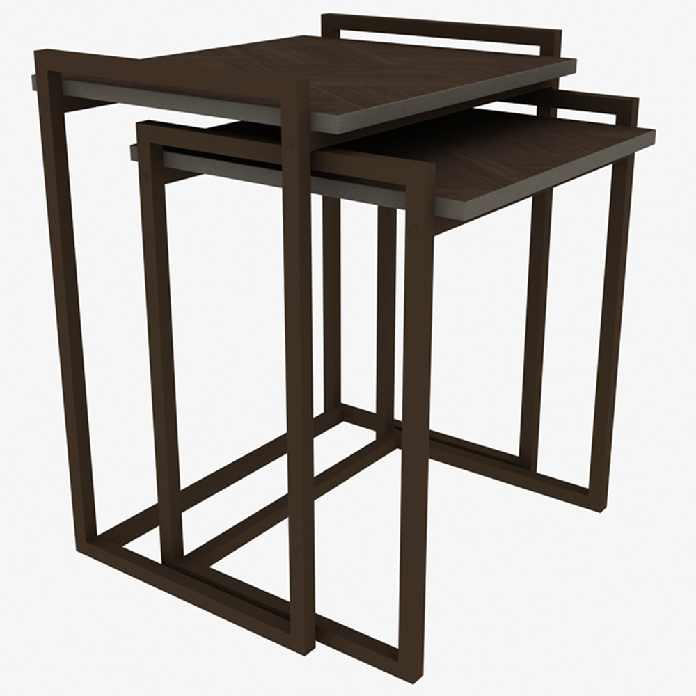 Decorotika Linea Vintage Metal Nest of Tables Set of 2 Image 2