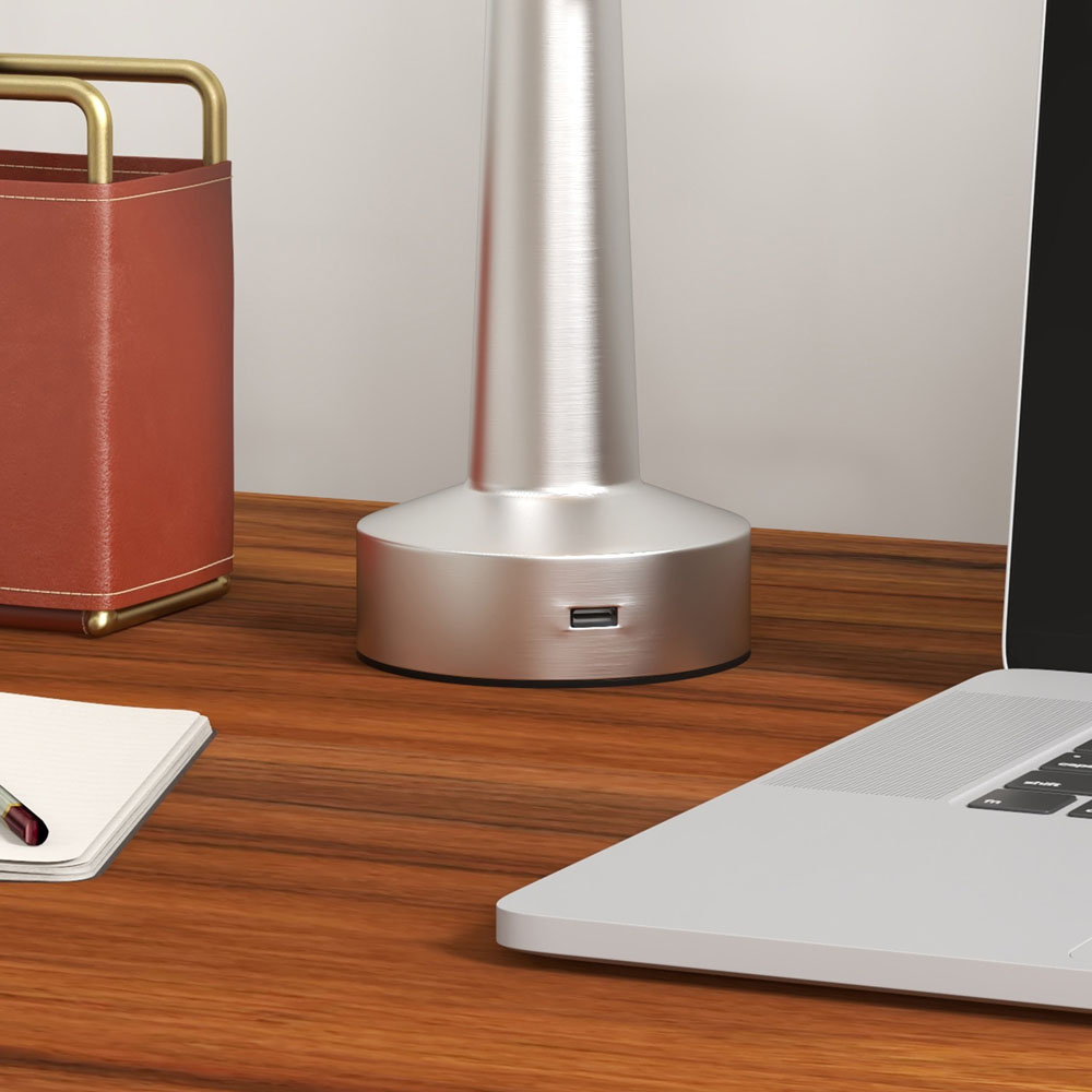 Portland Silver LED Battery Operated Table Lamp Image 8