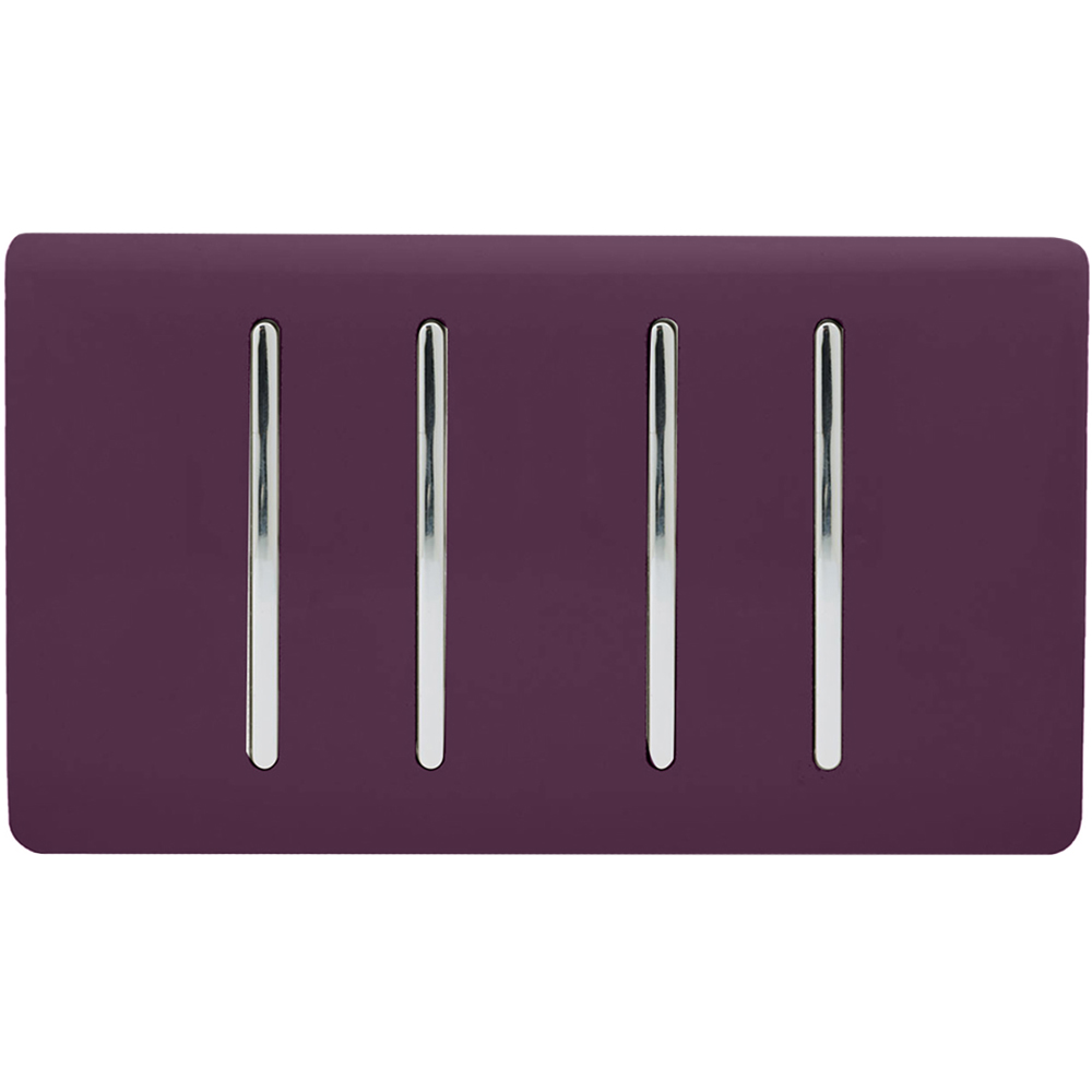 Trendi Switch 4 Gang 10amp 1 or 2 Way Plum Purple Light Switch Image 1