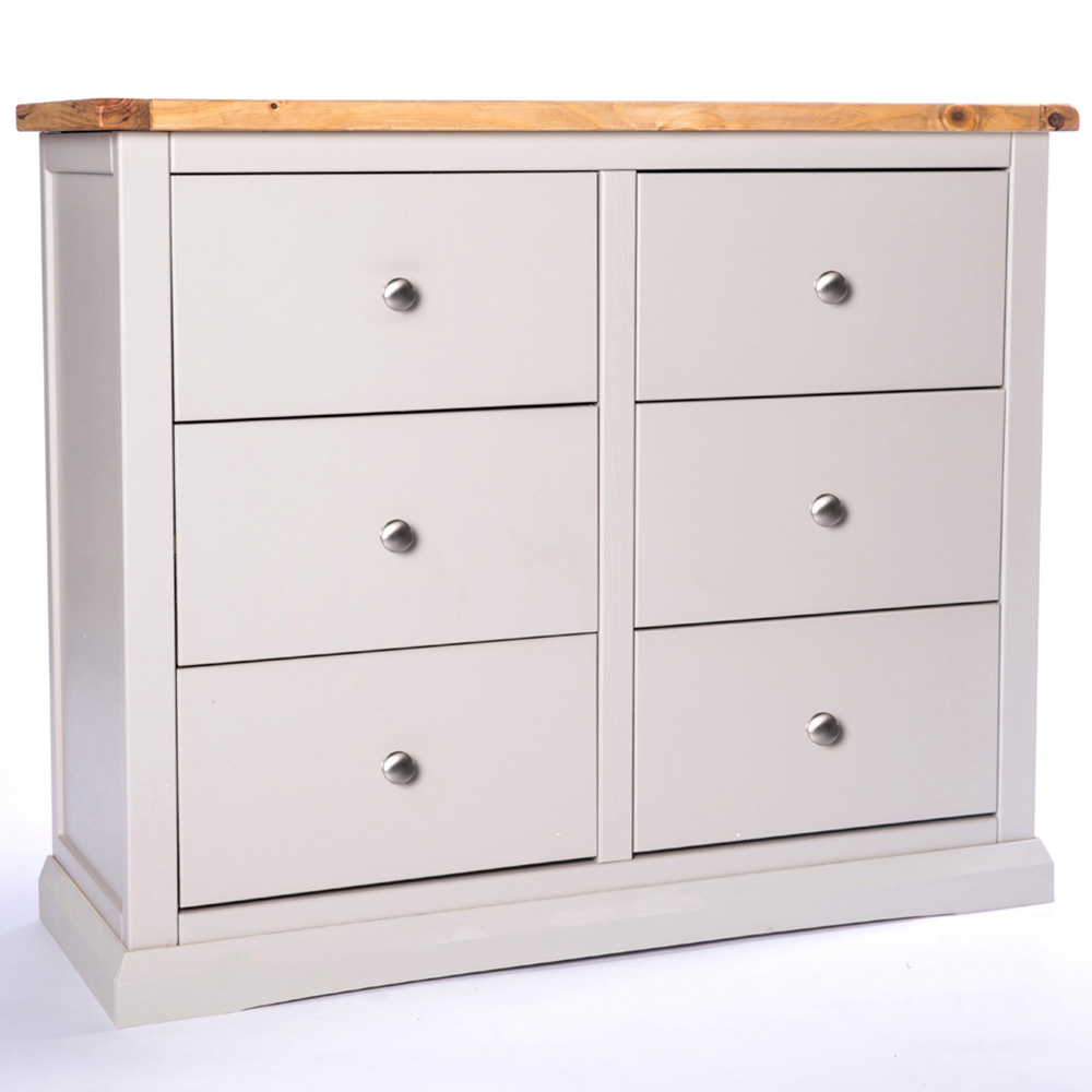 Cabinet Bits Loreo 6 Drawer Grey Chrome Knob Chest of Drawers Image 3