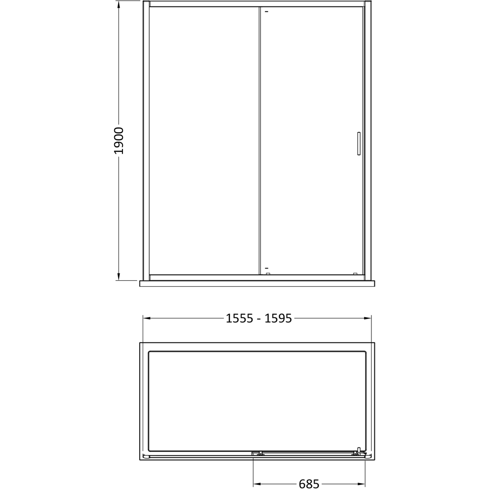 nuie Chrome Single Sliding Shower Door 160cm Image 2
