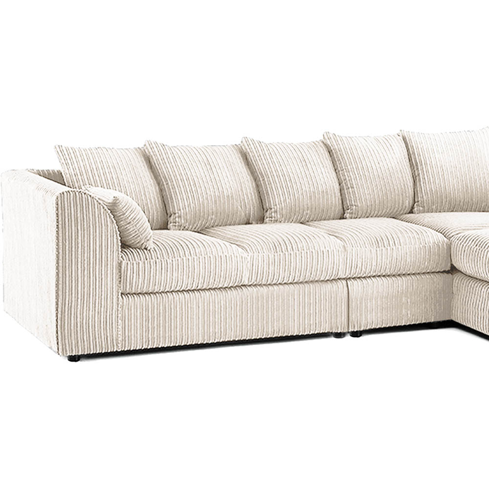 Luxor 4 Seater Cream Jumbo Cord Right Hand Facing Scatter Back L Shaped Corner Sofa Set Image 4