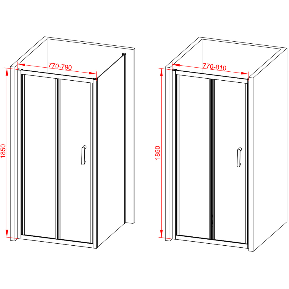 Bathstore Atlantis Brass Toughened Safety Glass Bi-Fold Door 800mm Image 5
