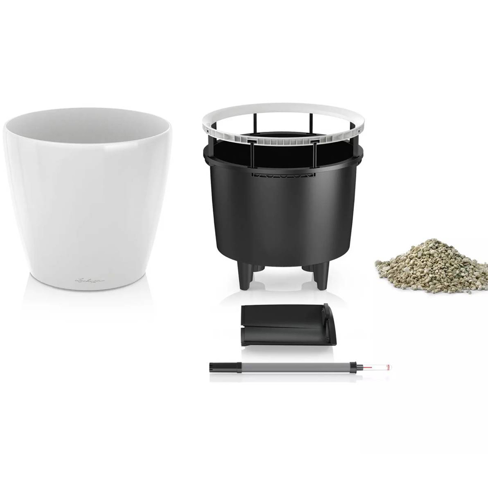 Lechuza Classico 43 LS White Poly-Resin Self-Watering Planter 40cm Image 6